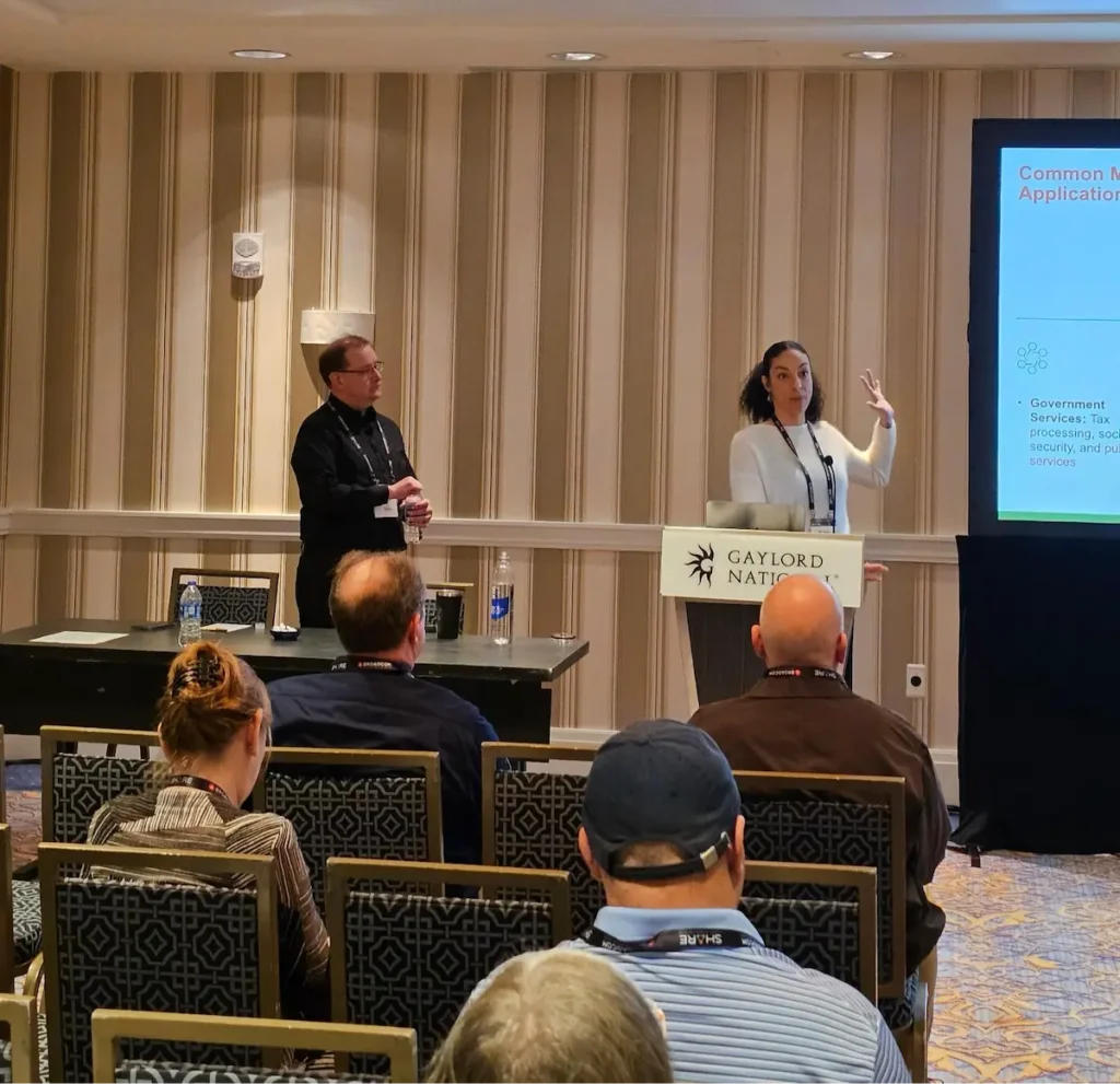 Michelle Eggers and David Bryan Presenting their Talk at SHARE Capture the Flag (CTF) event sponsored by Broadcom
