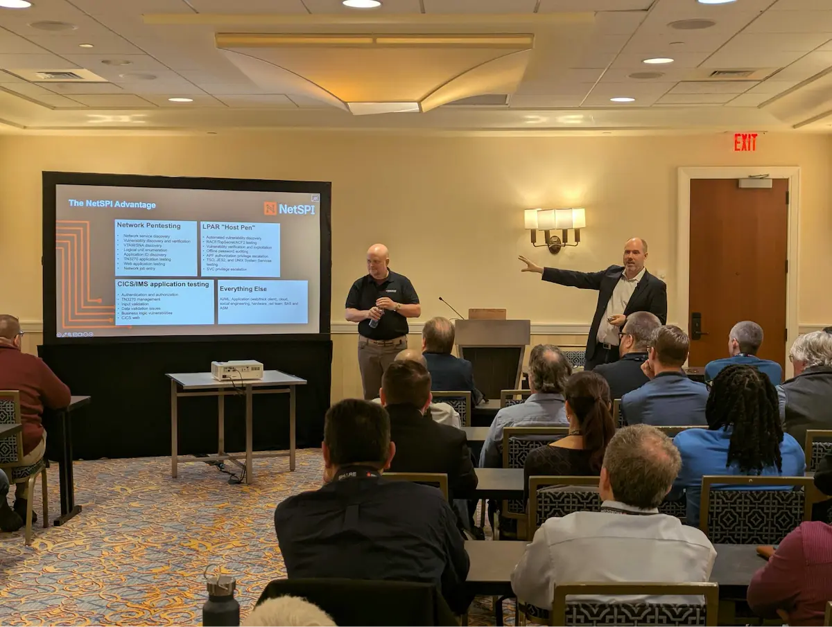 Philip Young (right) presenting his talk with Chad Rikansrud (left)